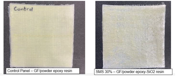 Images of control and reinforced panel developed with SiO2